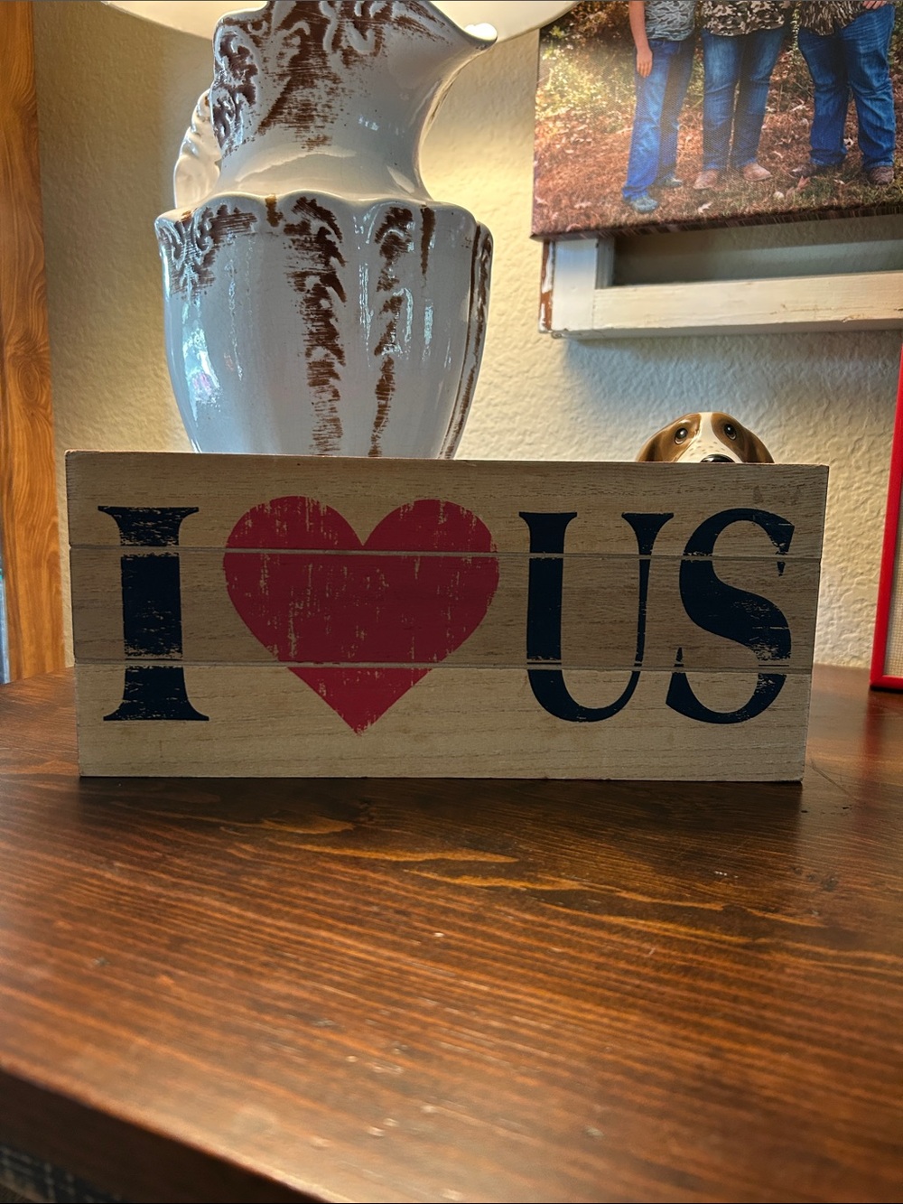 Hobby Lobby Rustic Wooden I Heart US Sign in Red & Navy